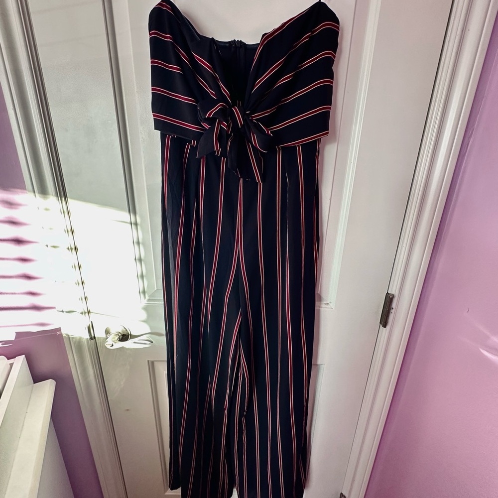 Striped Navy and Red Jumpsuit